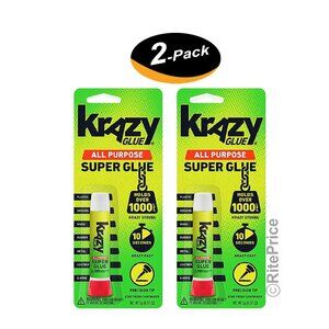 Krazy Glue Instant strong Glue crazy fast Tube All Purpose 0.07oz. Tube (2 Pack)